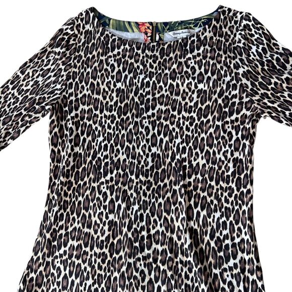 Tommy Bahama Women’s Darcy Cats Meow Shift Dress Large 3/4 Sleeves Animal Print - Picture 3 of 9